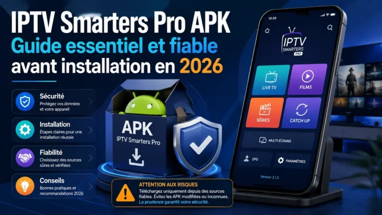 IPTV Smarters Pro APK : guide essentiel et fiable avant installation en 2026.