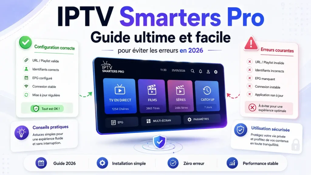 IPTV Smarters Pro guide ultime et facile pour éviter les erreurs en 2026 avec interface moderne et conseils de configuration
