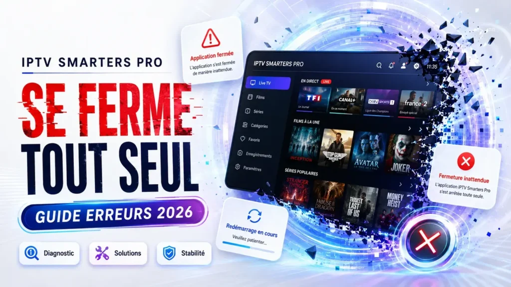 IPTV Smarters Pro se ferme tout seul avec interface en erreur et guide erreurs 2026